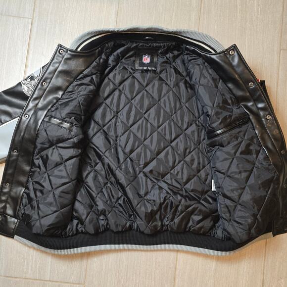 VTG NFL Oakland Raiders Men's Faux Leather Varsity Jacket XL AFC PATCH - Picture 9 of 12